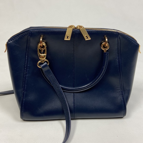 Ted Baker - Lailey Metal Slim Bow Leather Small Tote Bag In Navy - Picture 11 of 15
